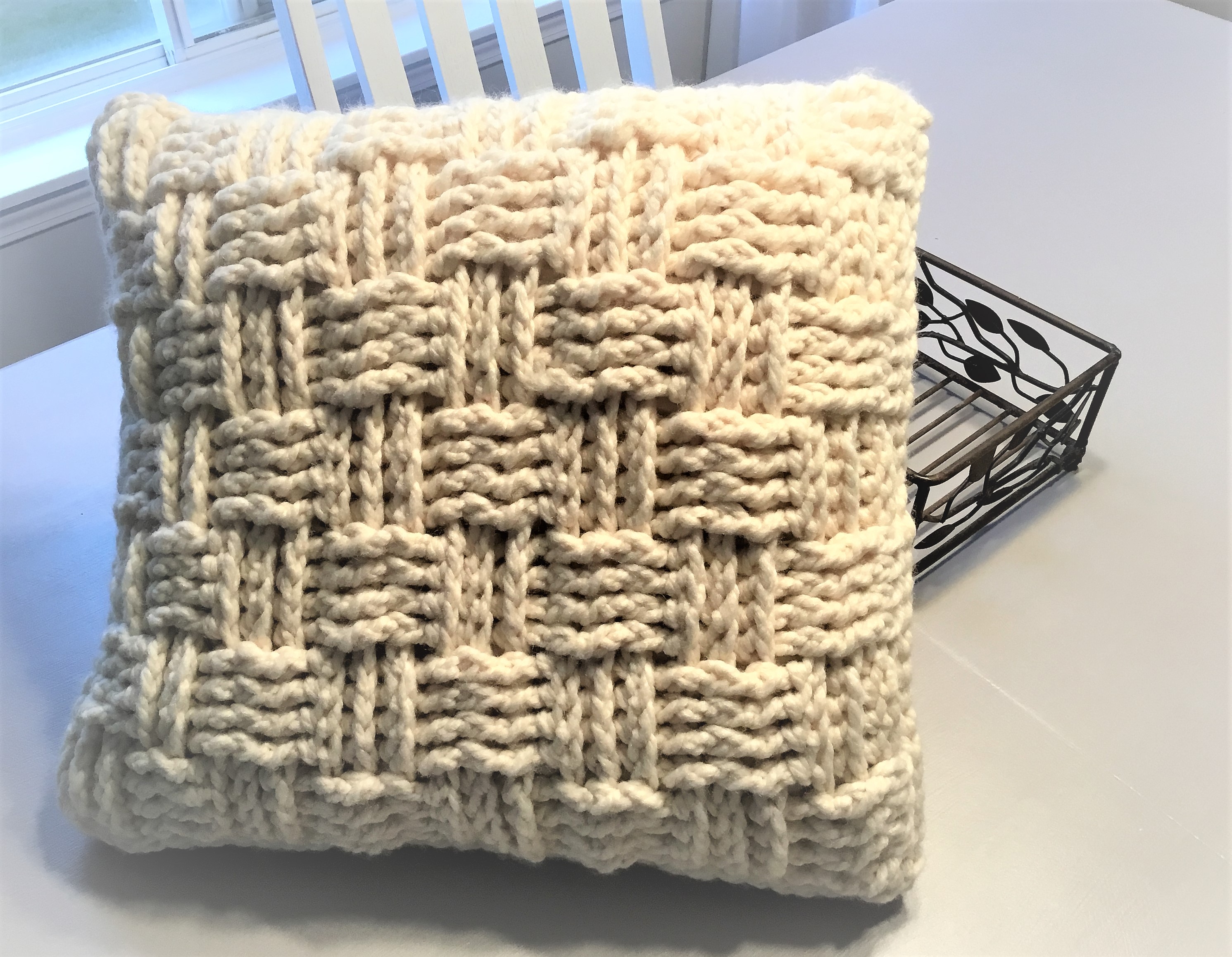 Basketweave Decorative Crochet Pillow