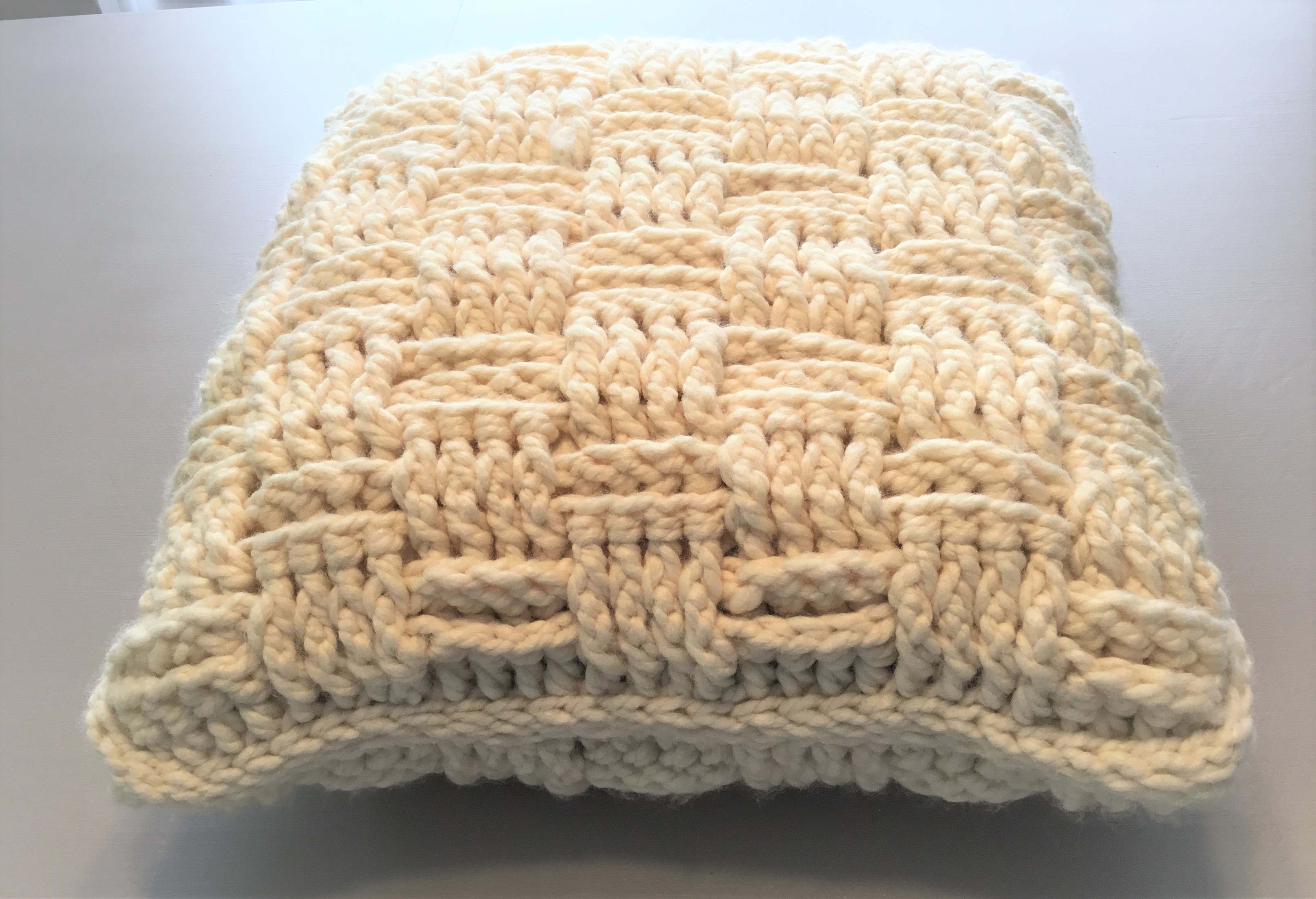 basket weave crochet pillow