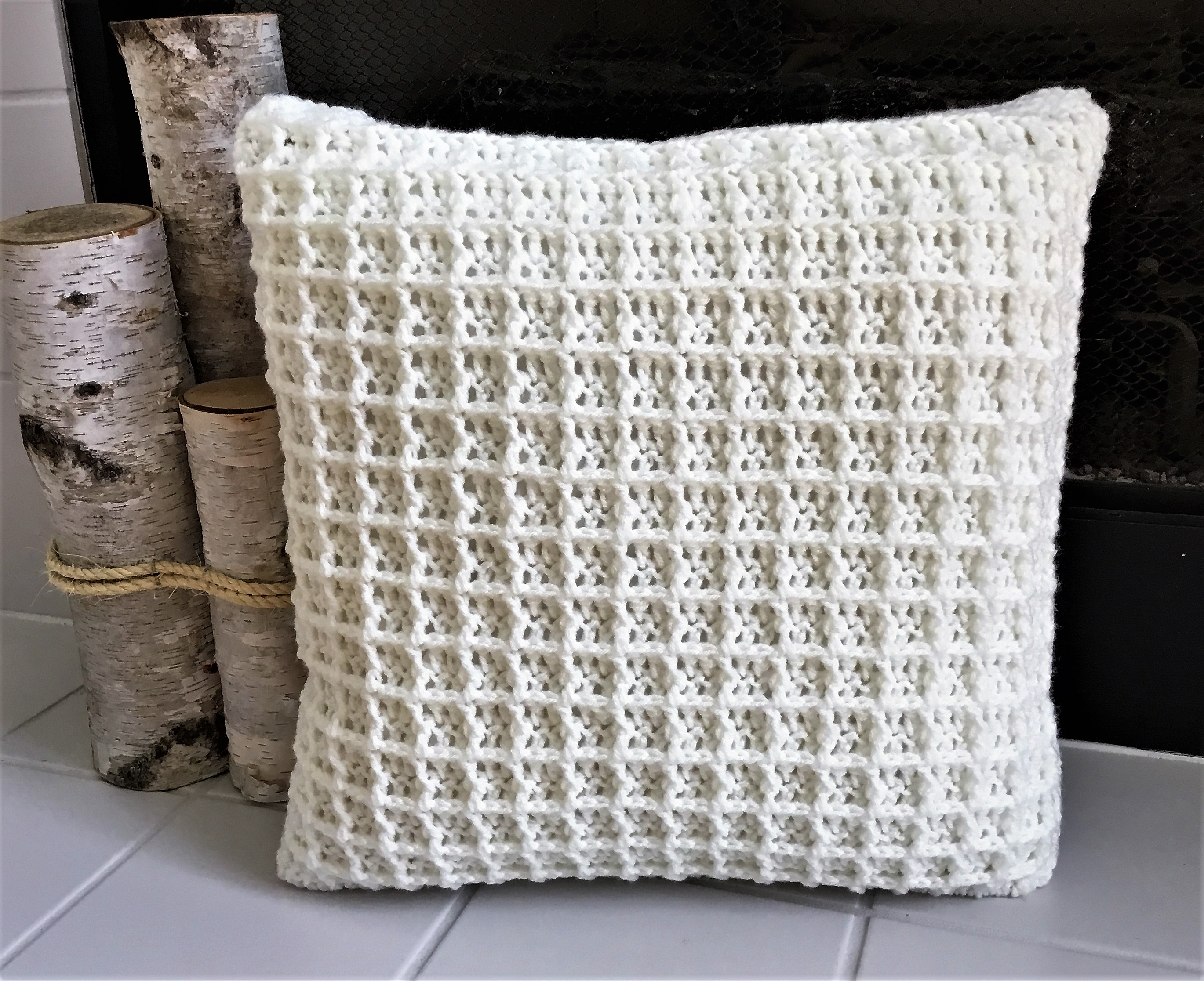 crochet waffle stitch pillow cover