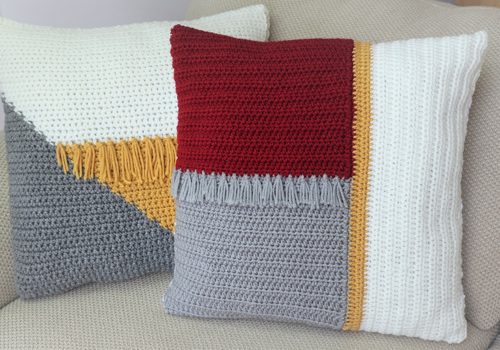crochet waffle stitch pillow cover