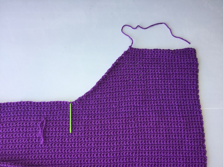 crochet dress shoulder shaping