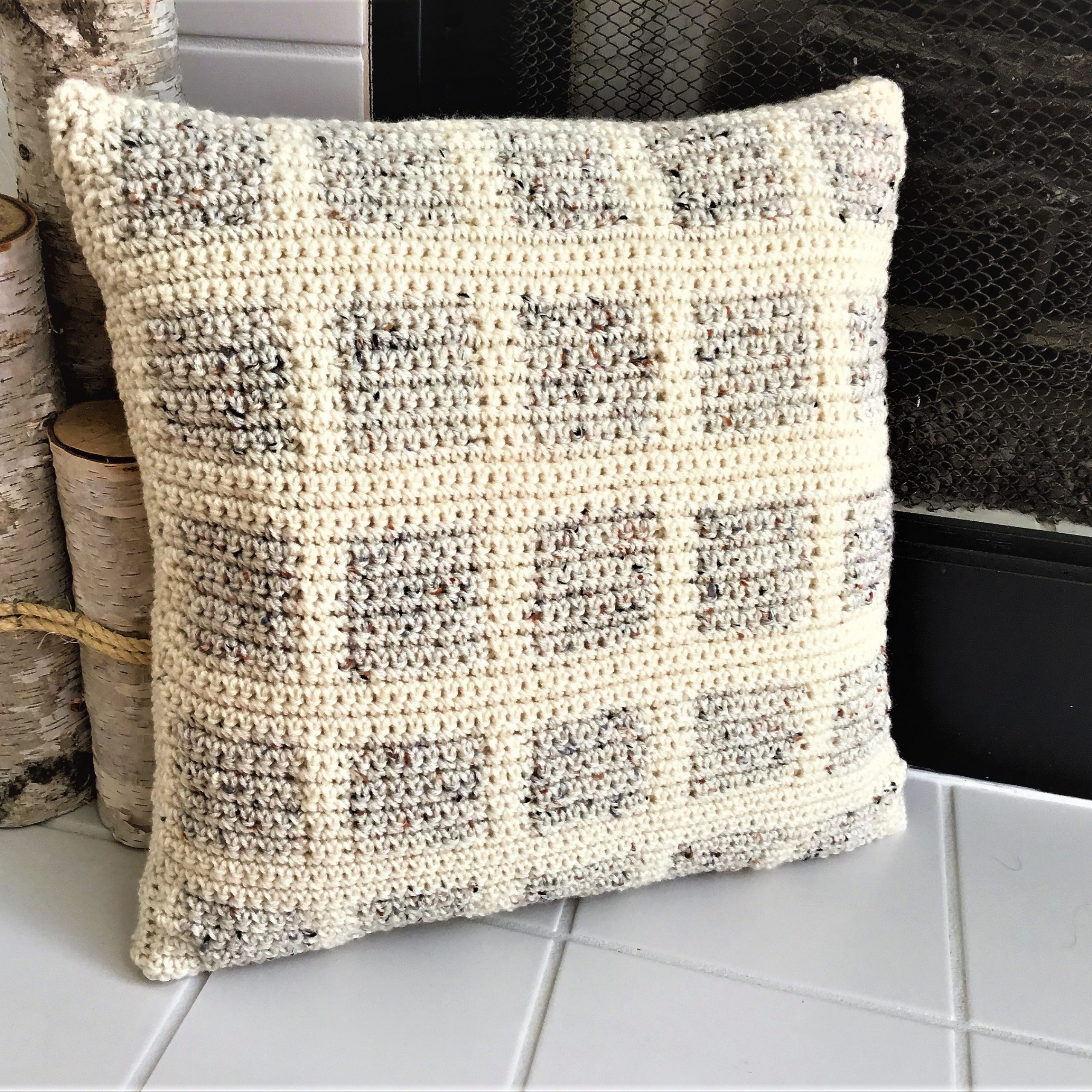 farmhouse crochet cushion