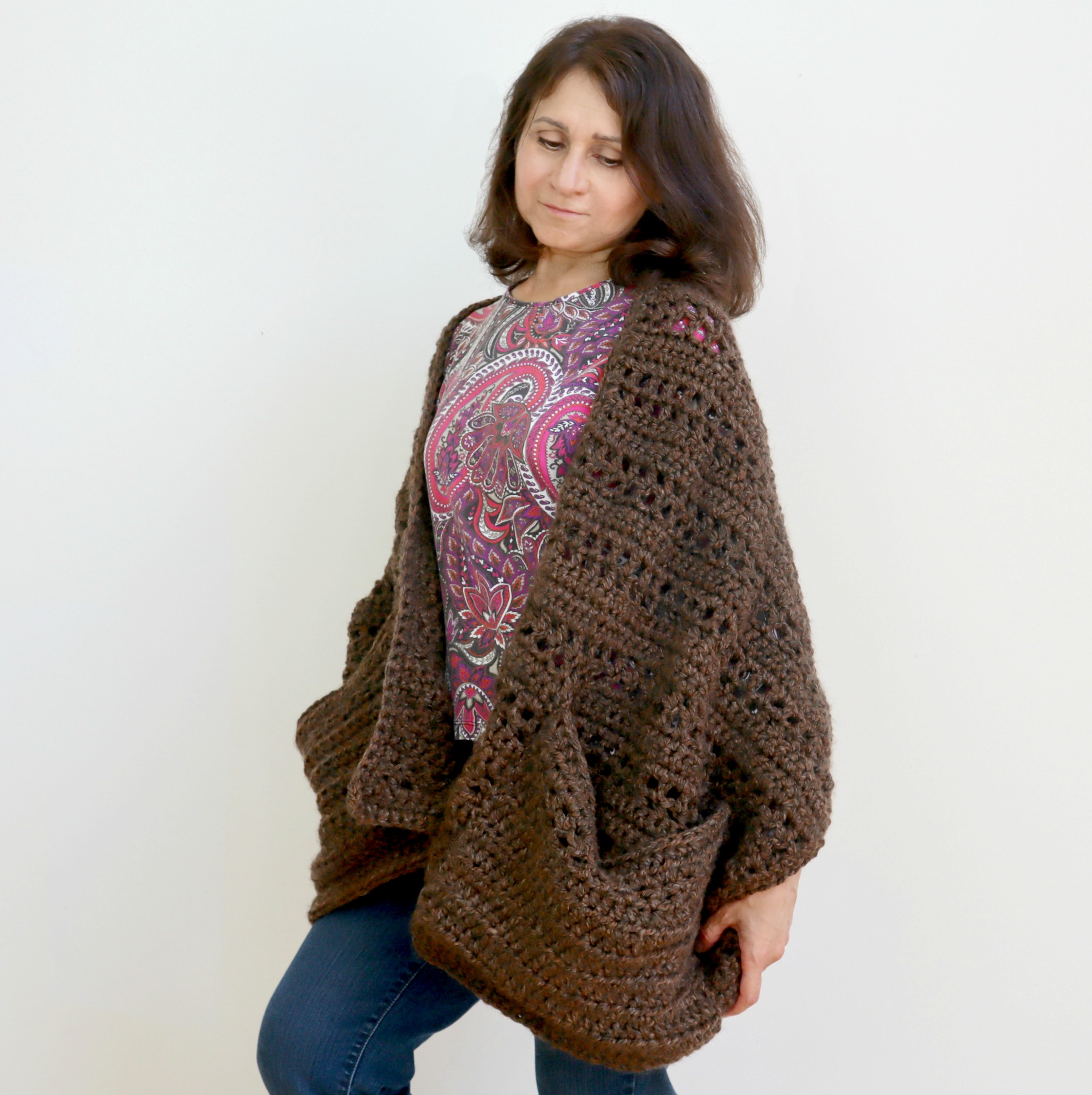 crochet pocket shawl for beginners