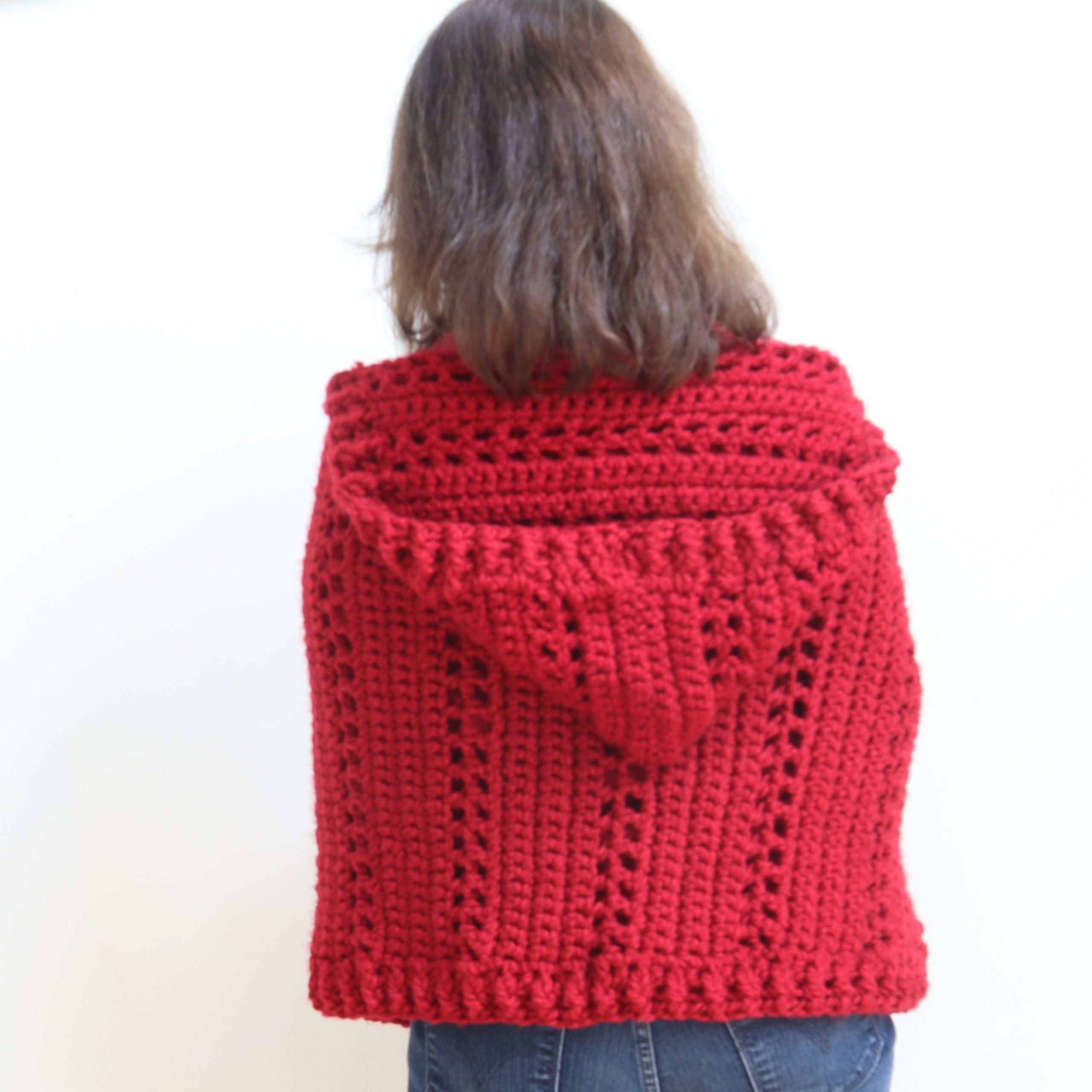 crochet pocket shawl hood