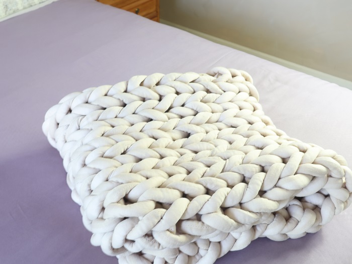 chunky hand knit blanket