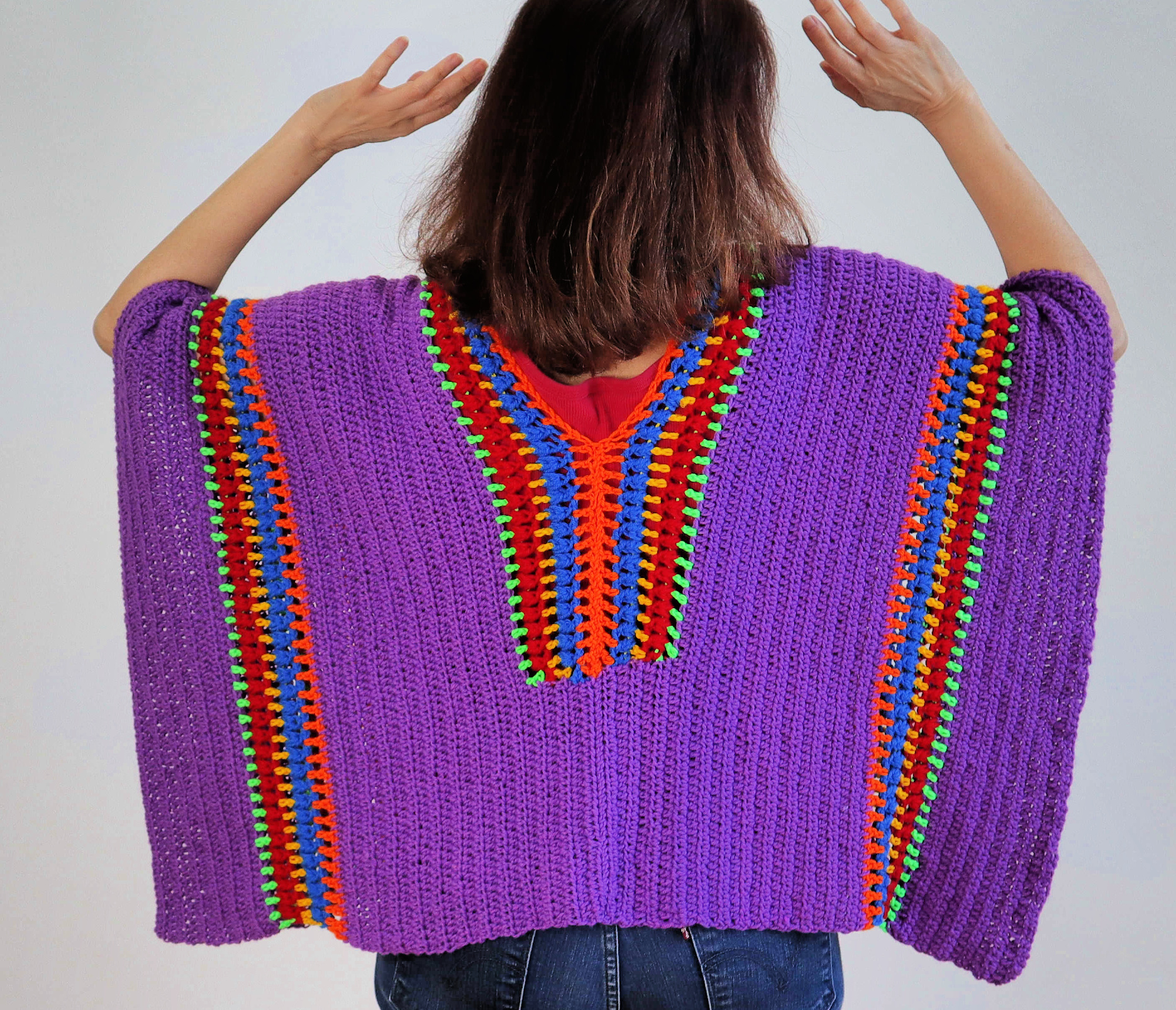 CROCHET PONCHO BACK VIEW