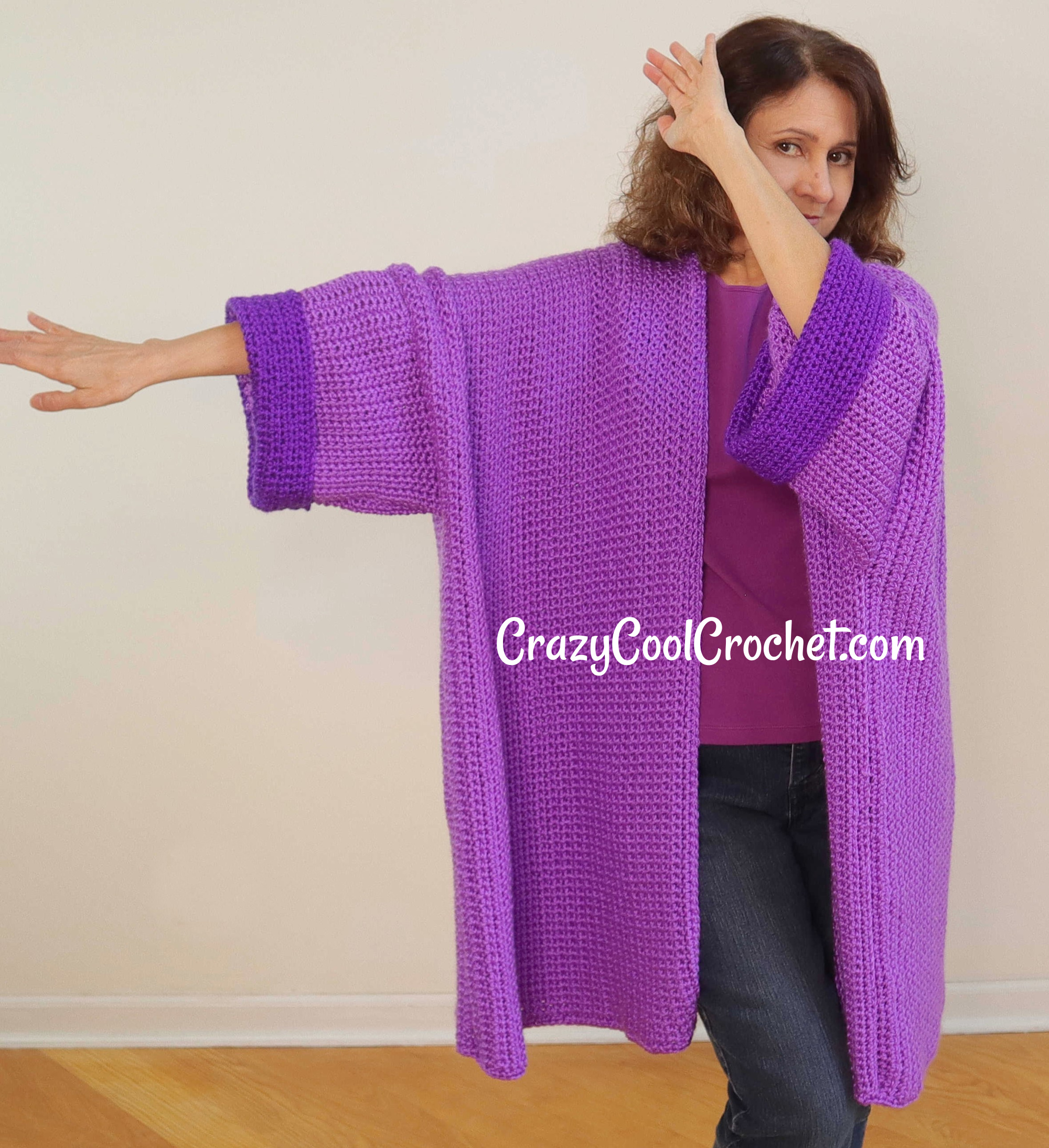 crochet oversized long cardigan
