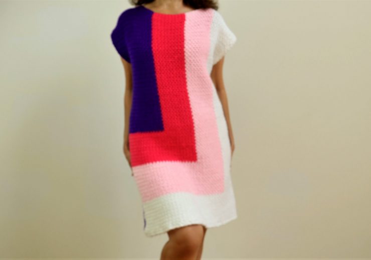 crochet-color-block-dress