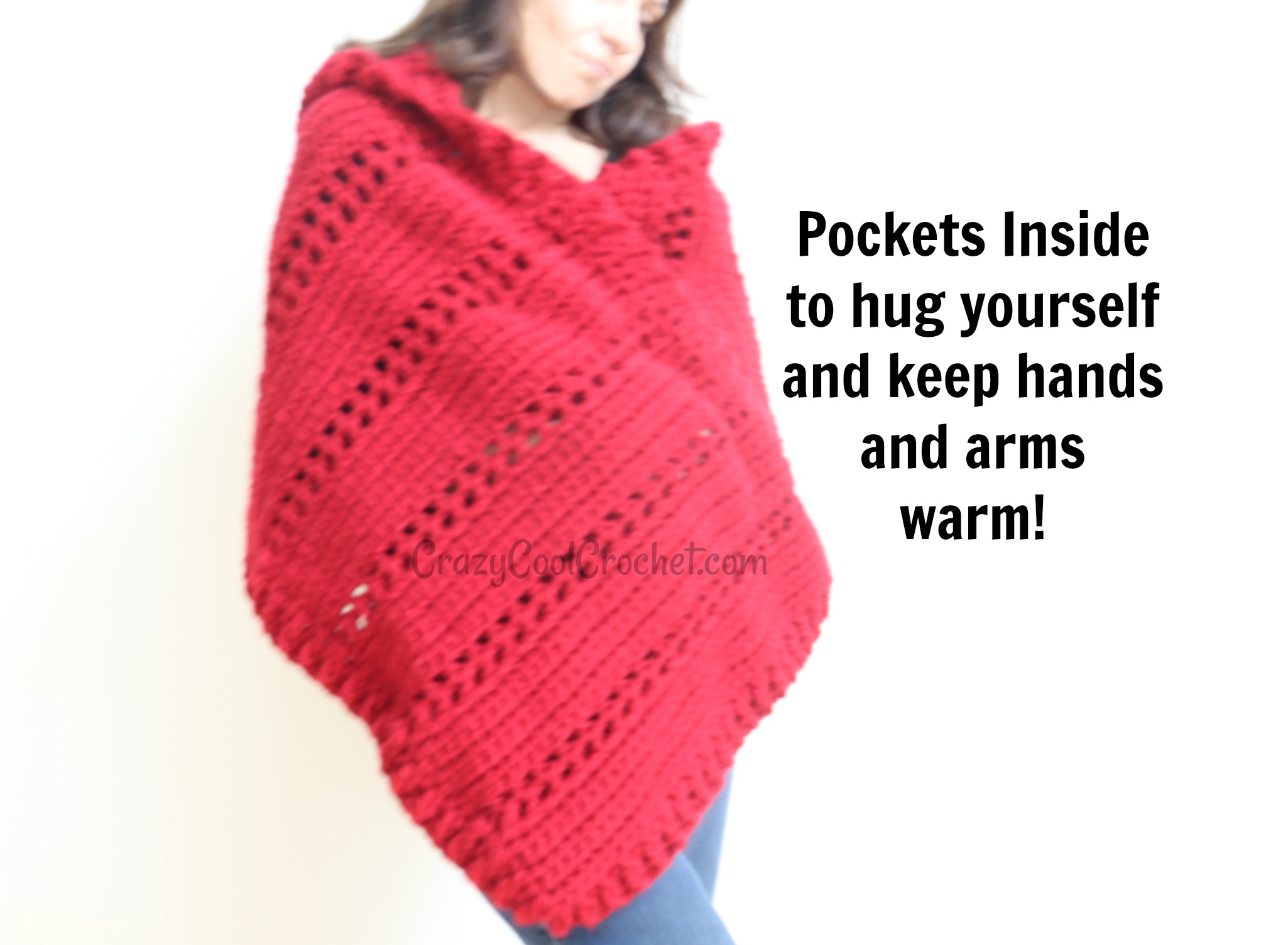 crochet pocket shawl inside pockets